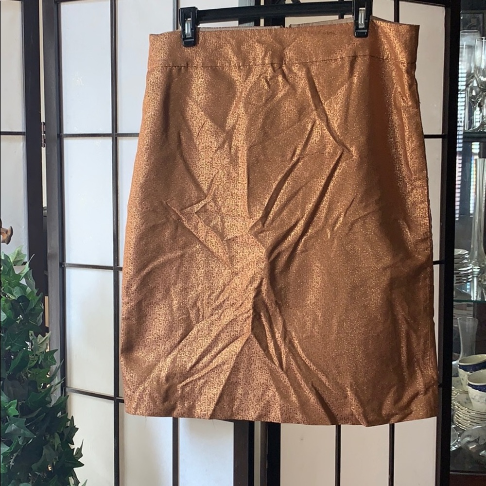metallic bronze pencil skirt by J. Crew